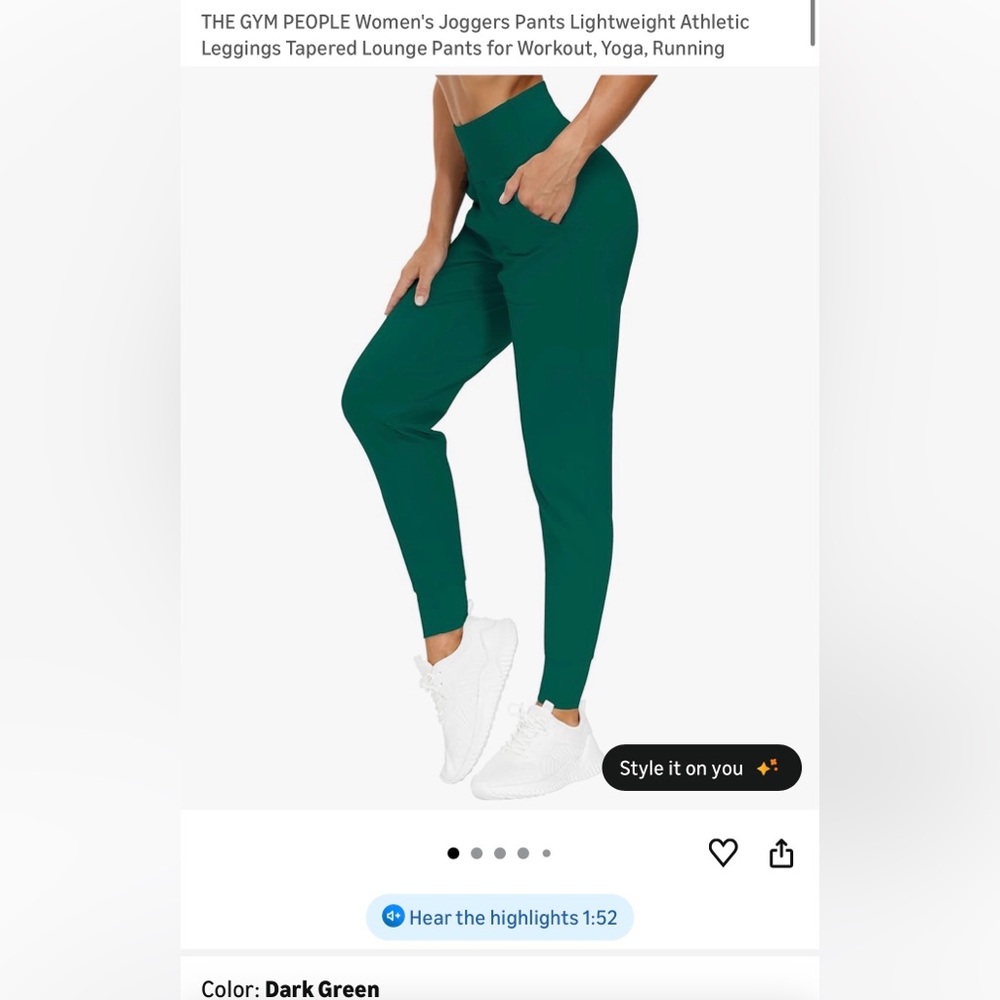 THE GYM PEOPLE Women's Dark Green Jogger Pants
